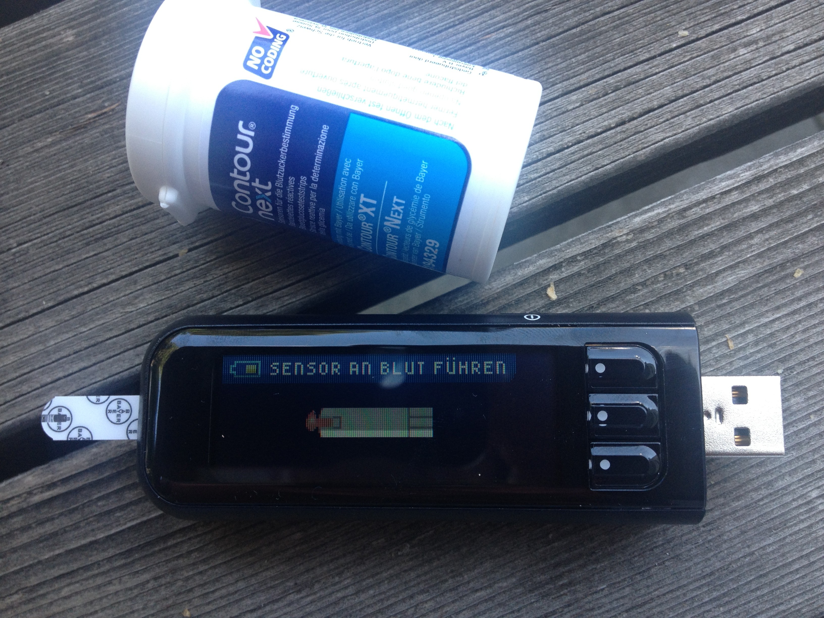 Contour NExT USB Aufforderugn Blut auftragen