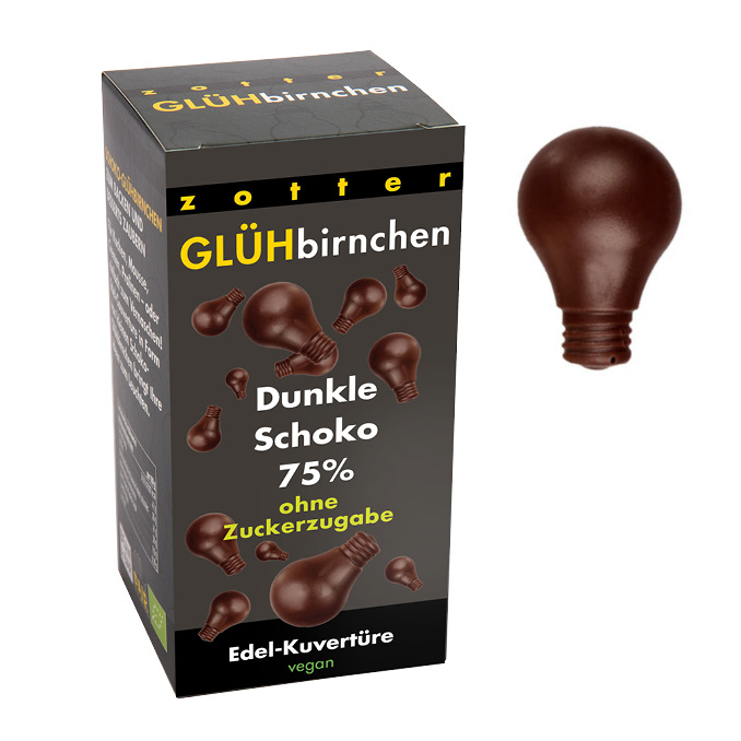 18449-dunkle-schoko-75-ohne-zuckerzugabe-vegan-130g-edel-kuvertuere-gluehbirnchen-1-de Firma Zotter: dunkle Schokolade Glühbirnchen